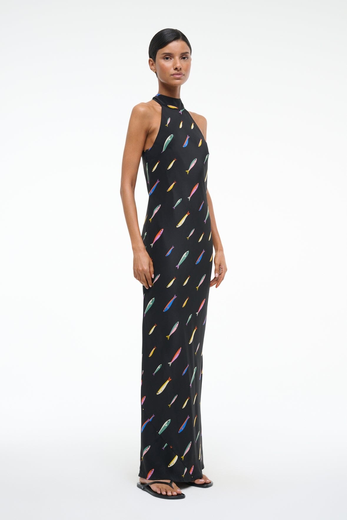 STAUD WINNIE SILK DRESS POP SARDINES BLACK - 4