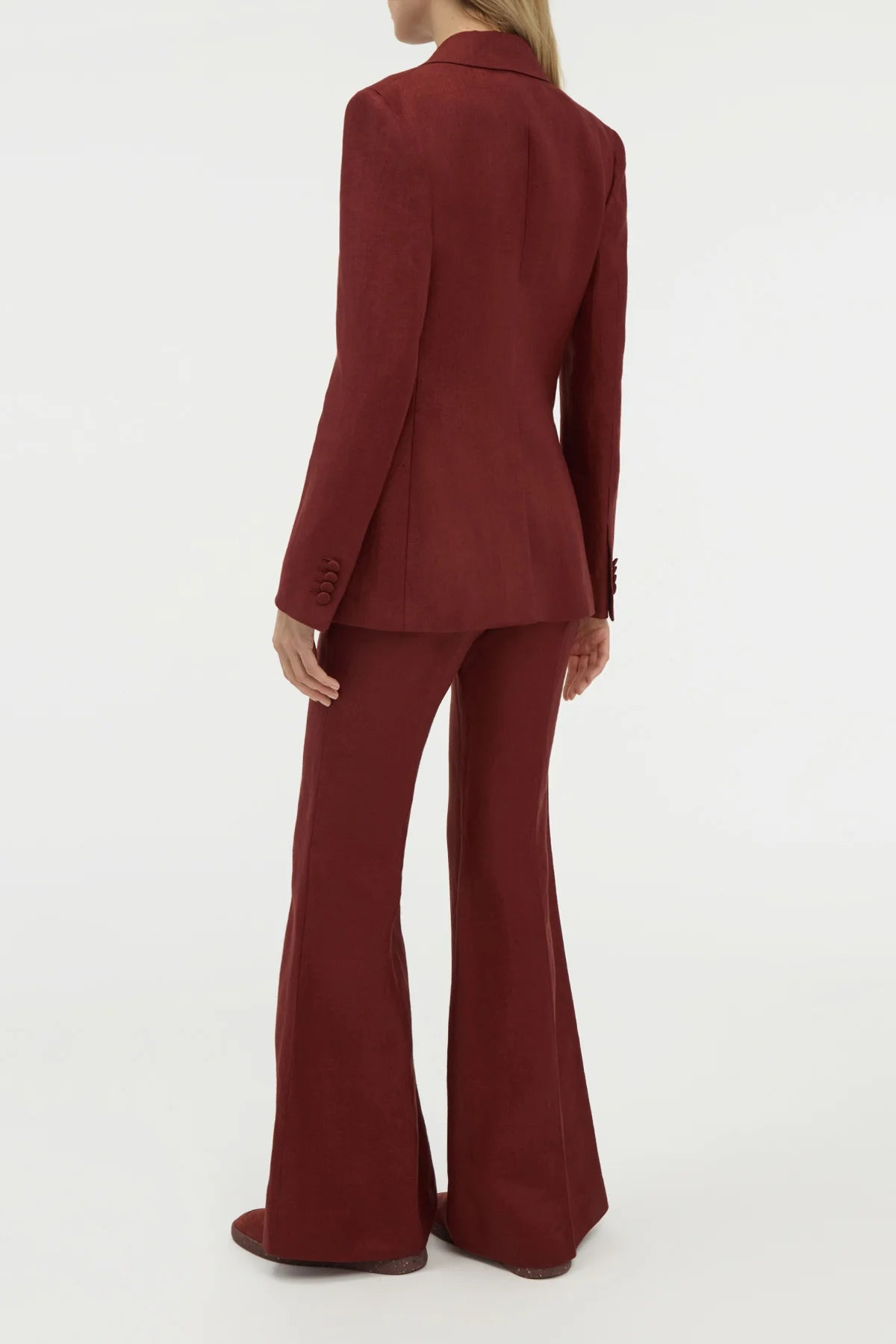 Leiva Blazer in Burnt Sienna Linen Twill - 4