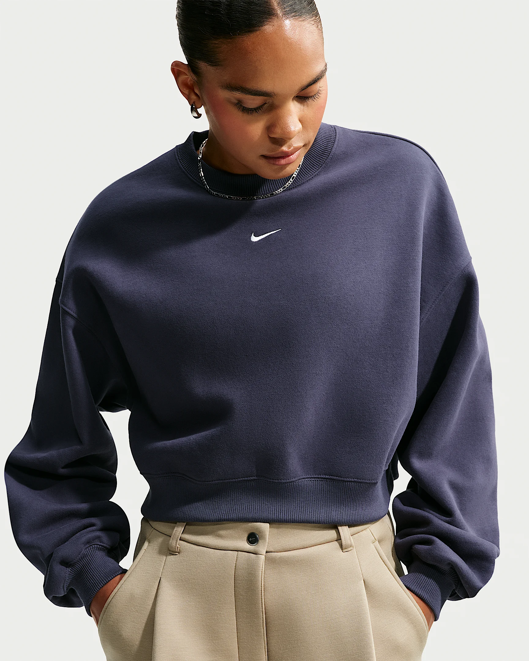 Nike Studio Fleece Medium Weight Women's Oversized Cropped Crew - 1