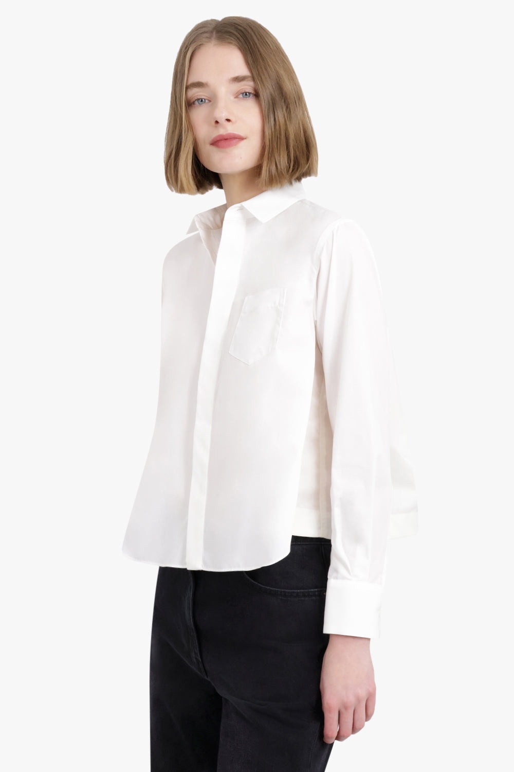 COTTON POPLIN X NYLON TWILL SHIRT | OFF WHITE - 3