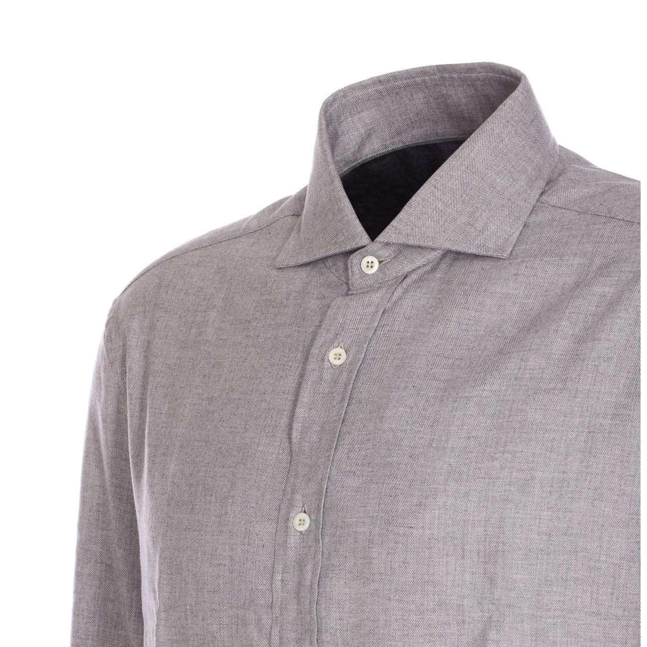 Brunello Cucinelli Men Slim Fit Flannel Chevron Cotton Shirt - 3