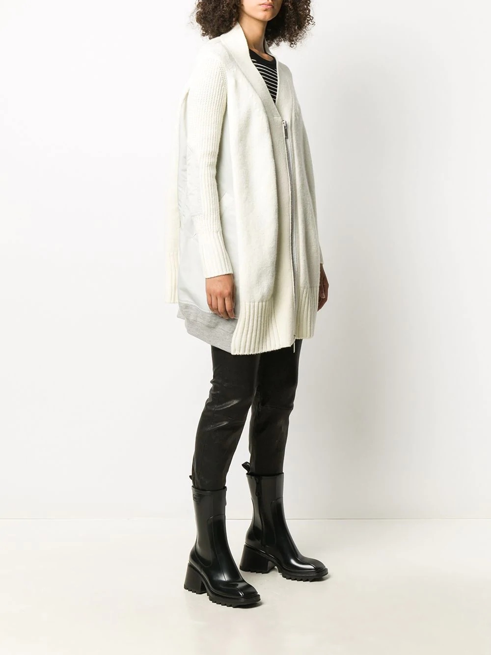 zipped rib-knit wool cardigan - 3