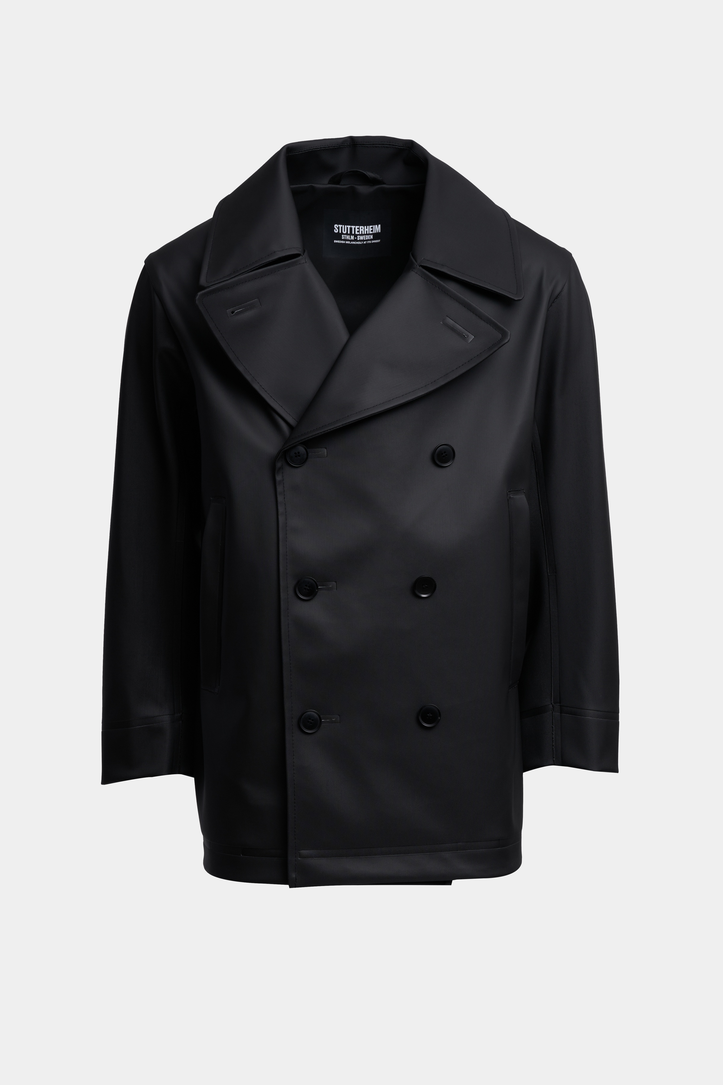 Tranholmen Double Breasted Raincoat Black - 7