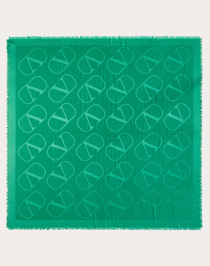 VLOGO SIGNATURE JACQUARD SHAWL IN SILK AND WOOL 140X140 CM 1