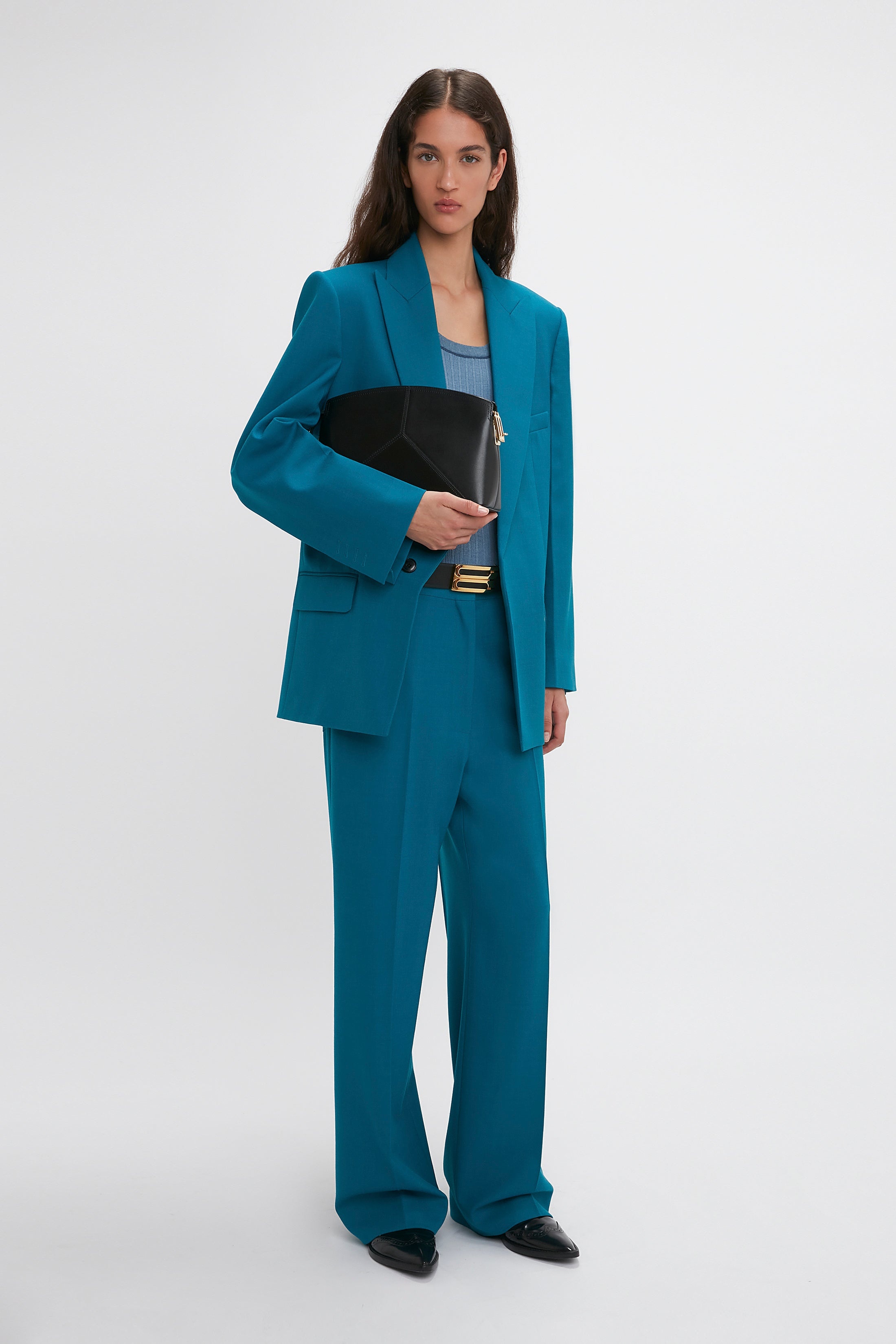 Peak Lapel Jacket In Petroleum - 7
