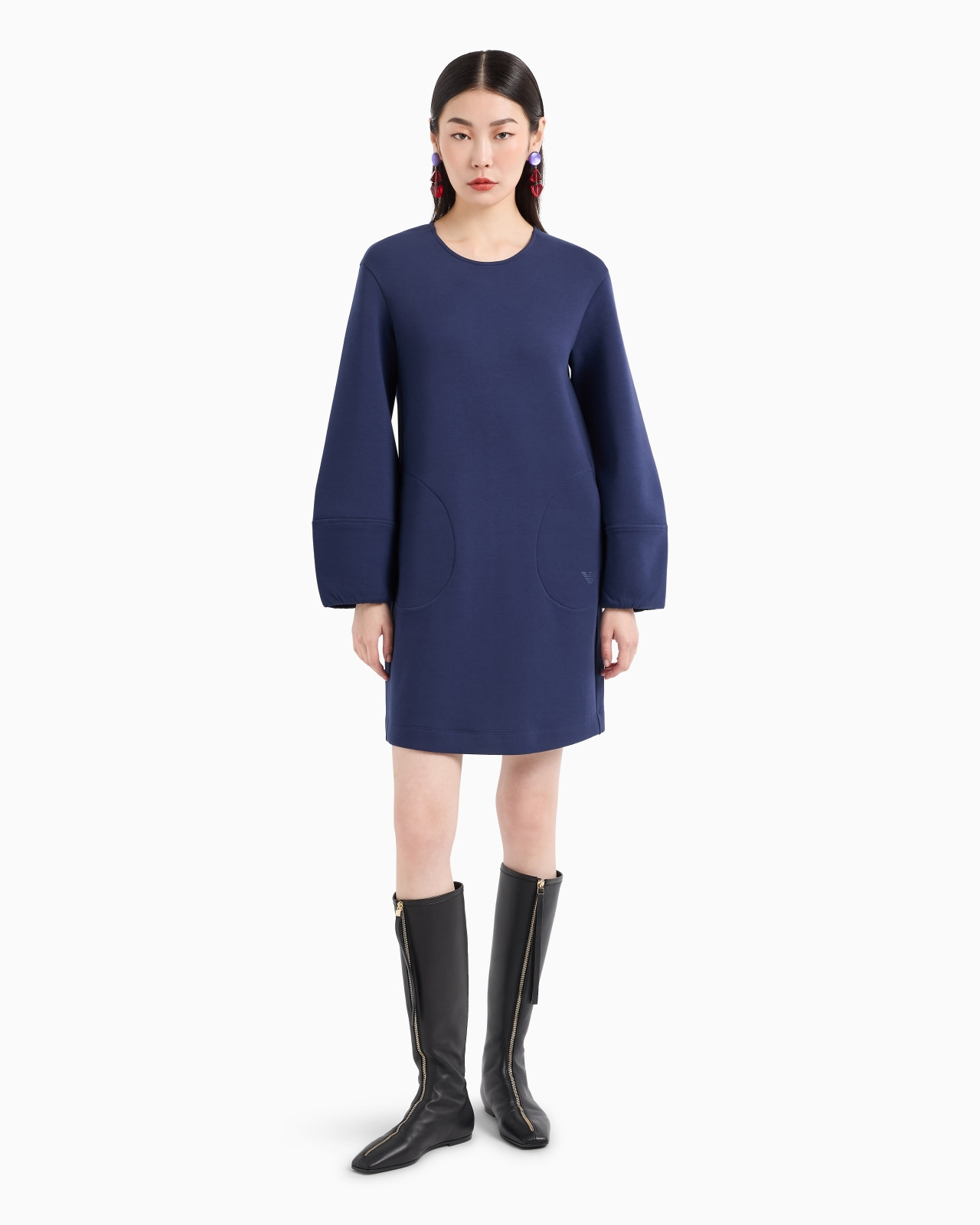 Double jersey dress with balloon sleeves - 2