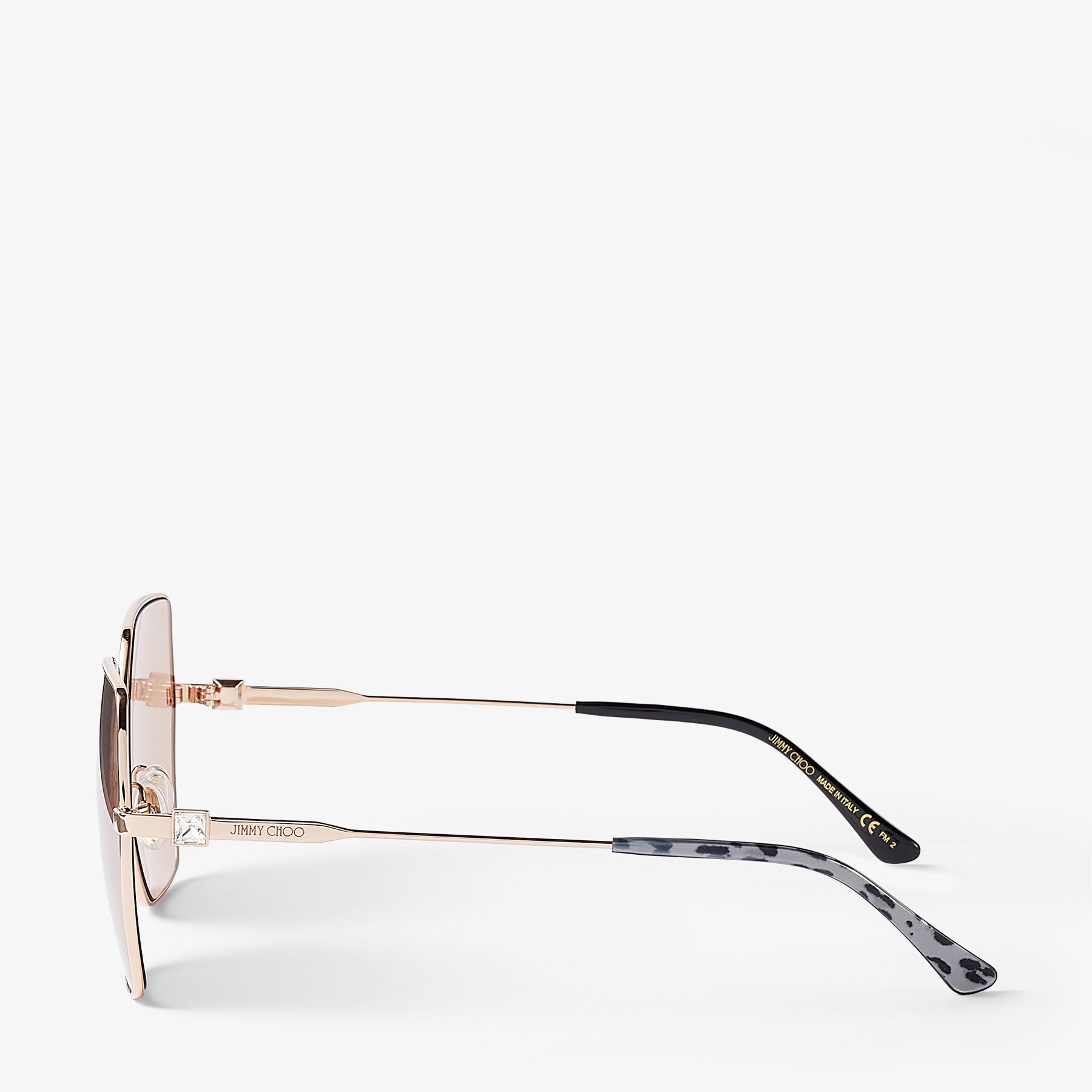 Reyes
Nude and Copper Gold Square-Frame Sunglasses with Swarovski Crystal - 2
