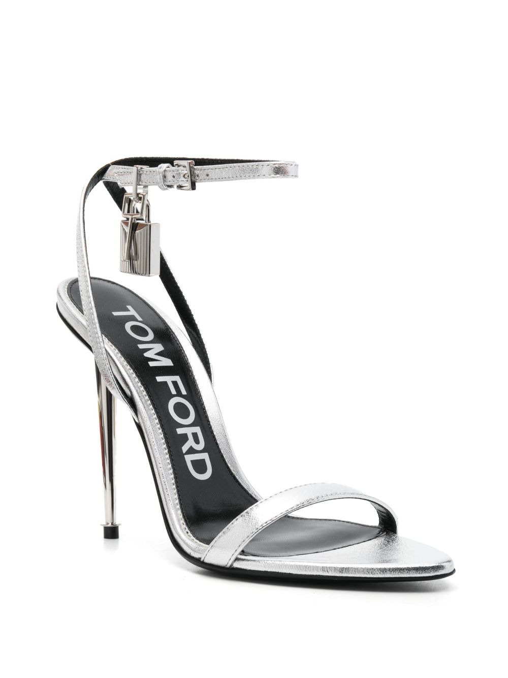 padlock-detail metallic sandals - 2