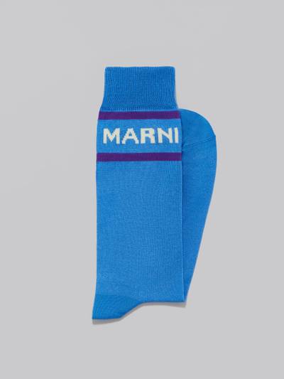 Marni BLUE SOCKS WITH LOGO CUFFS outlook