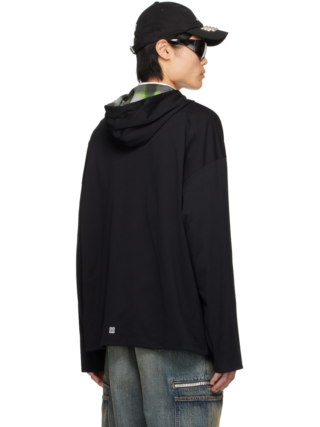 Black Dropped Shoulder Hoodie - 3
