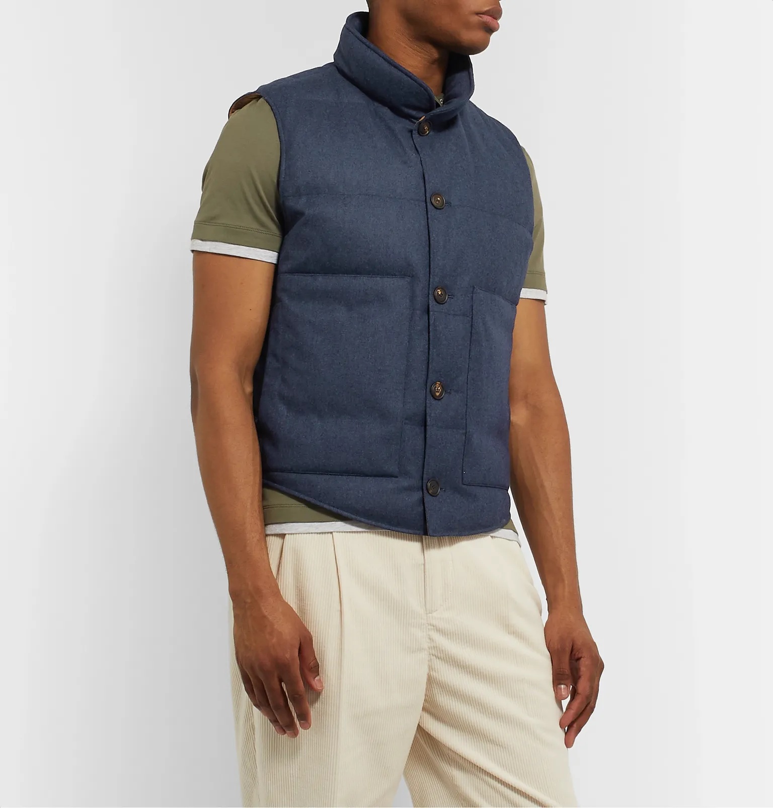 Slim-Fit Quilted Wool, Silk and Cashmere-Blend Flannel Down Gilet - 4