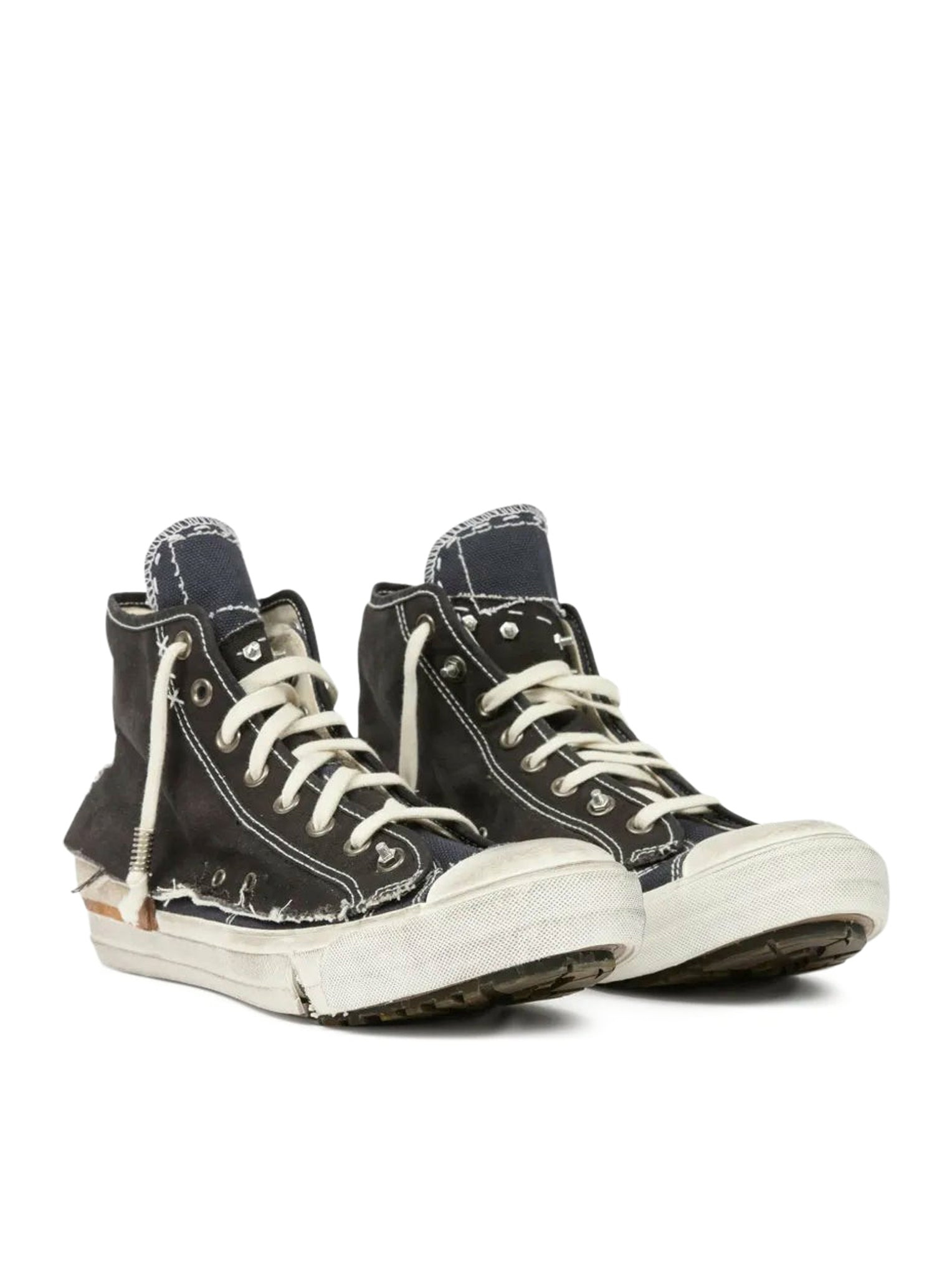 "LOVE TO DEATH" HIGH-TOP CANVAS SNEAKERS WITH DESTRUCTURED DETAILS - 2