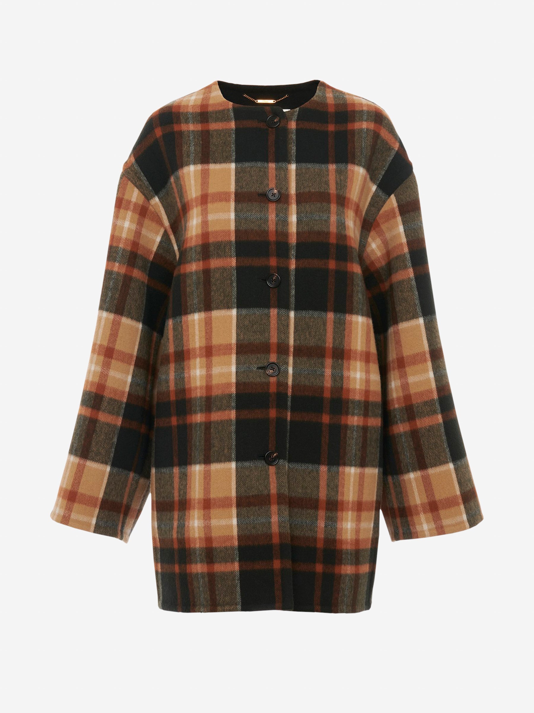 CHECKED WOOL COAT - 1