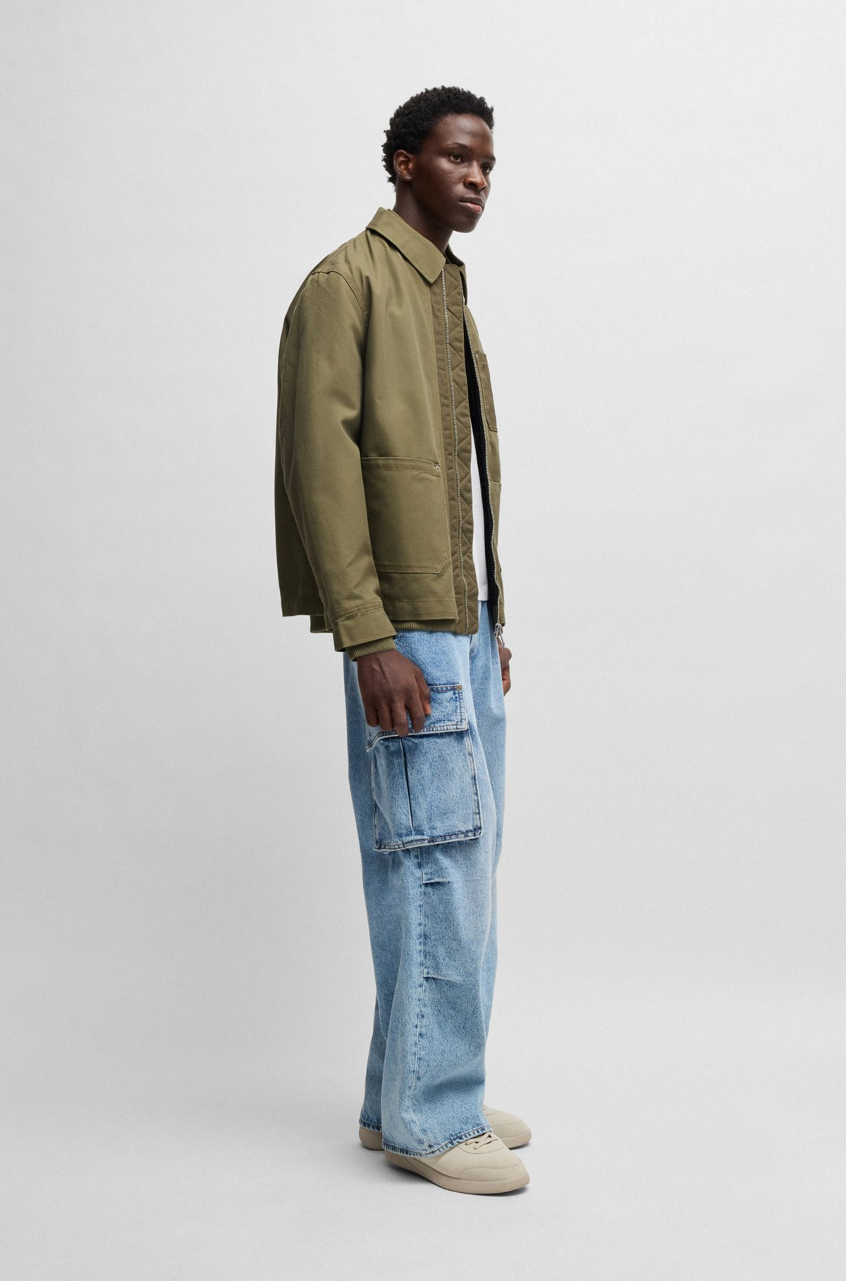 RELAXED-FIT PADDED JACKET IN COTTON WITH RIBBED TRIMS - 3