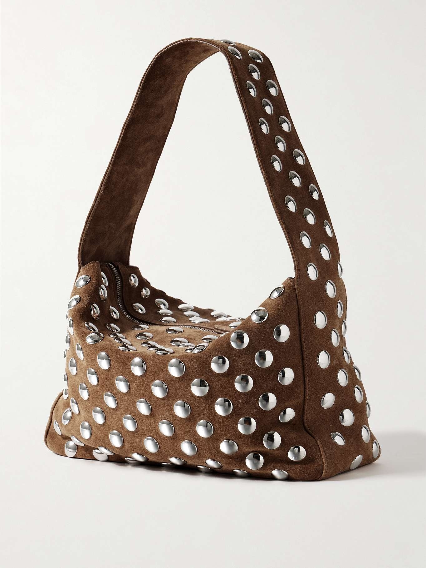 Elena medium studded suede shoulder bag - 3