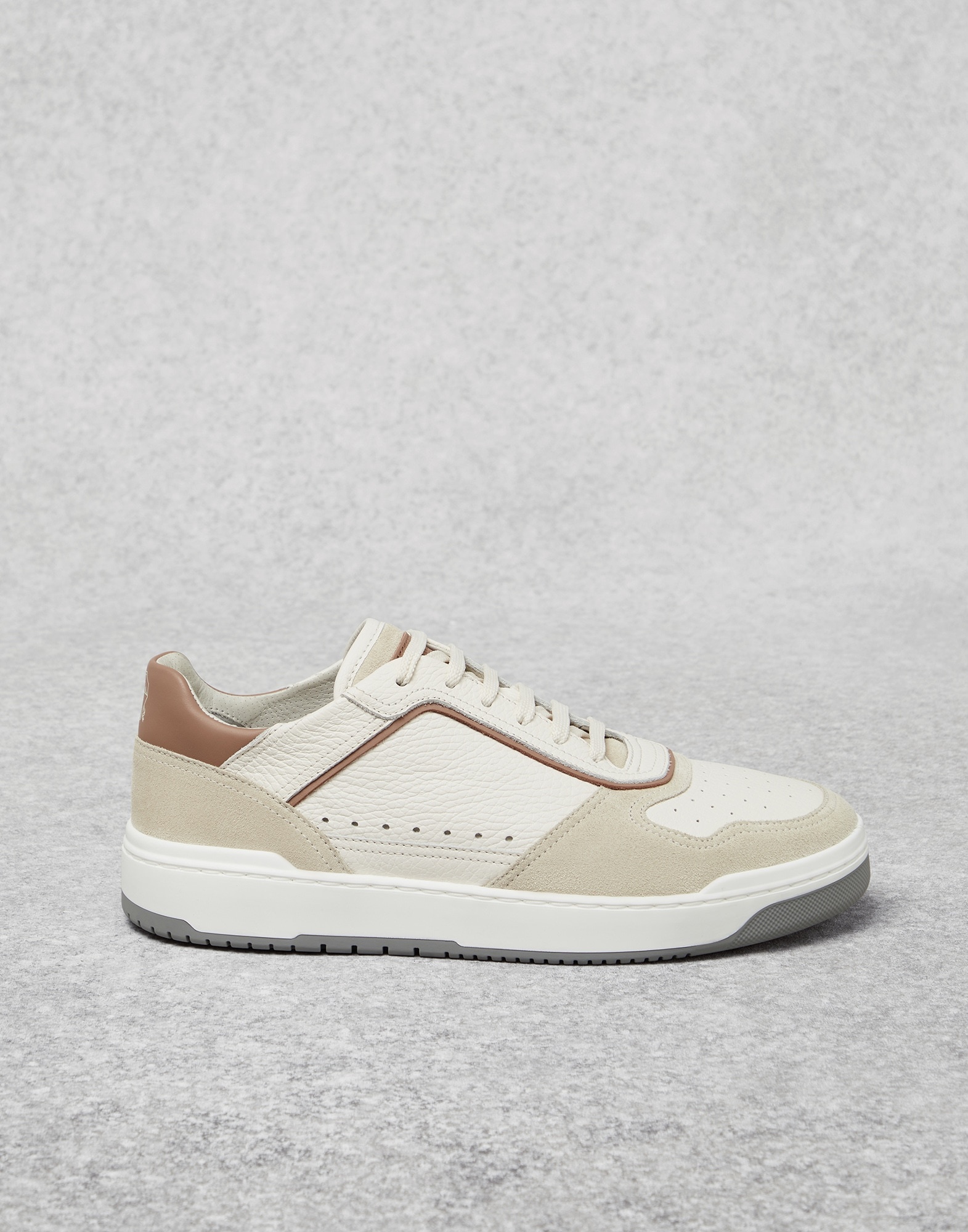 Brunello Cucinelli Brand-embellished Suede Low-top Trainers in Natural for  Men