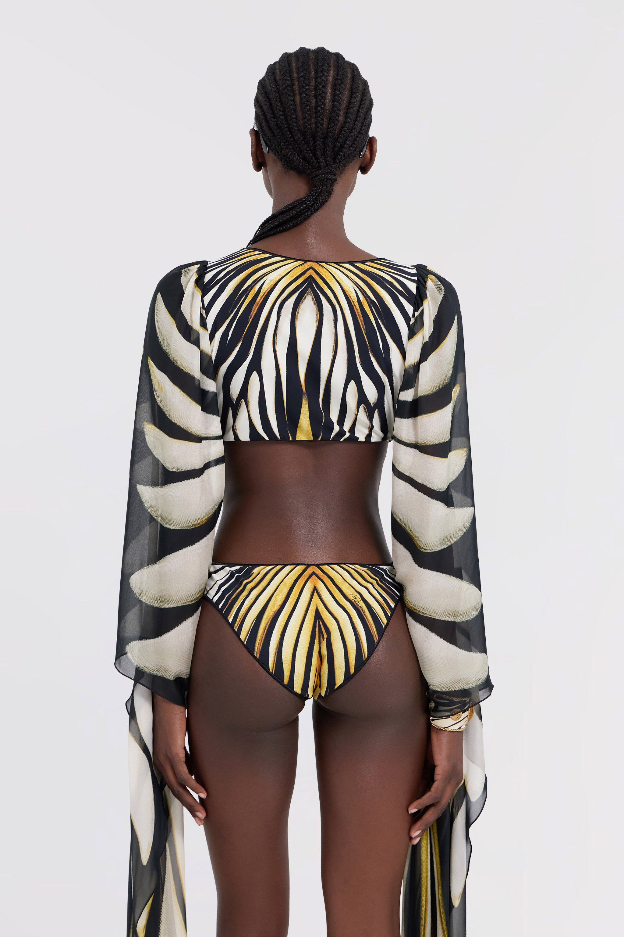 Ray Of Gold Print Cut-out One-Piece Swimsuit - 4