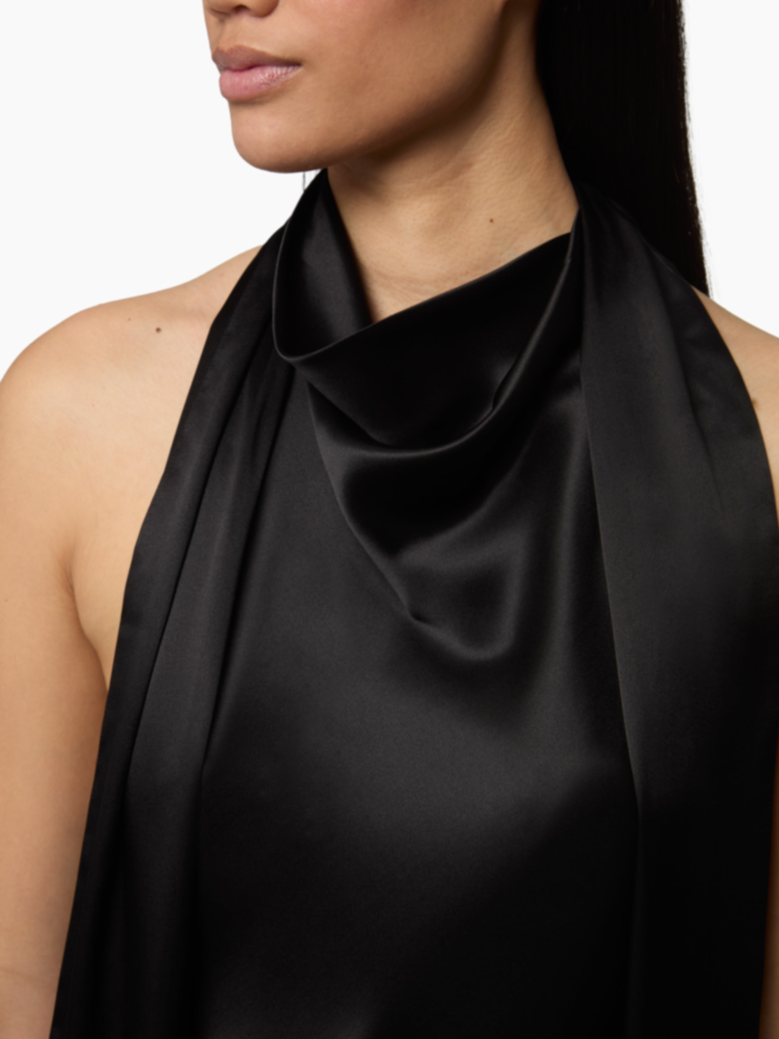 Black Halterneck Satin Top - 3