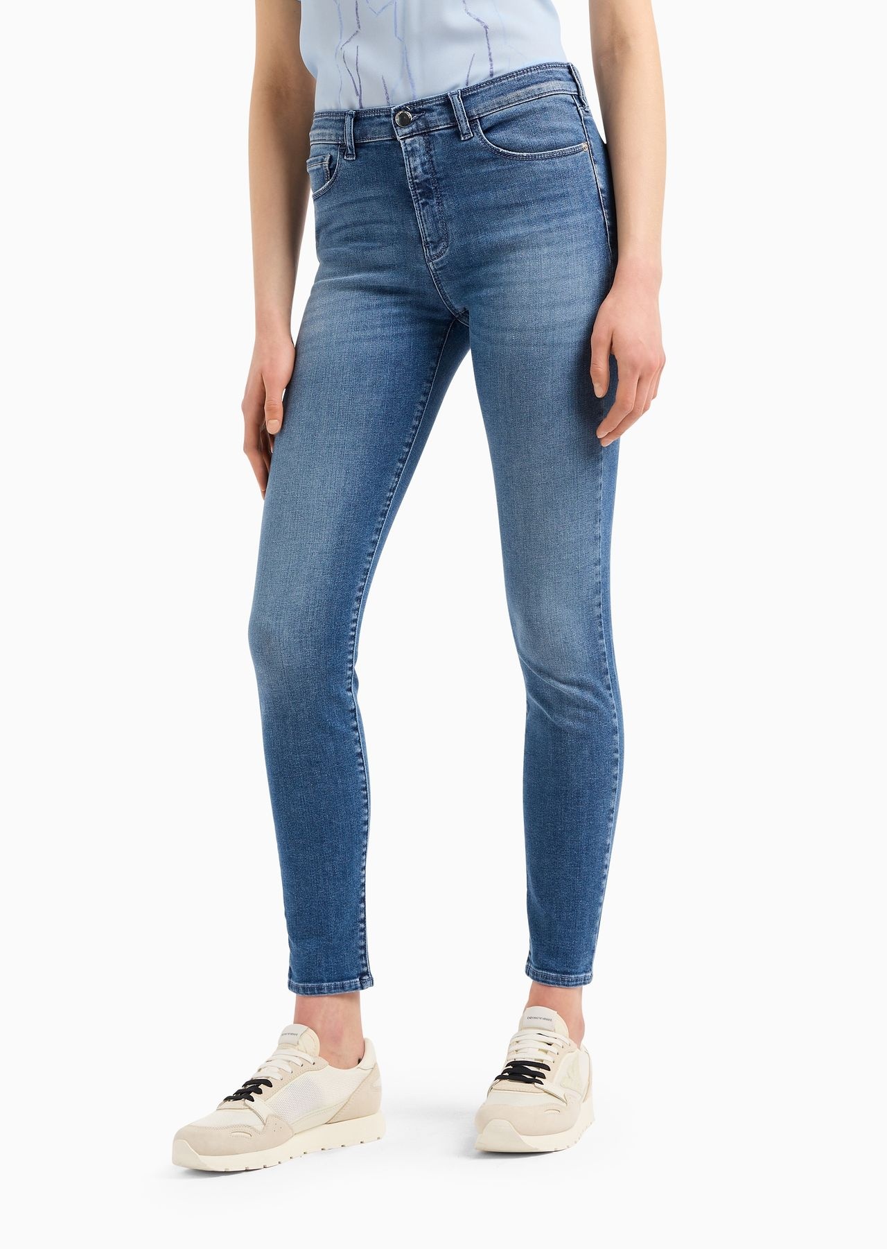 J20 High-waisted super-skinny jeans in a worn-look denim - 2