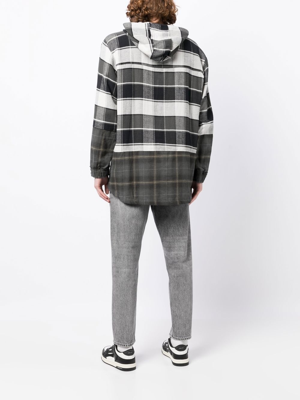 check-print long-sleeve hoodie - 4