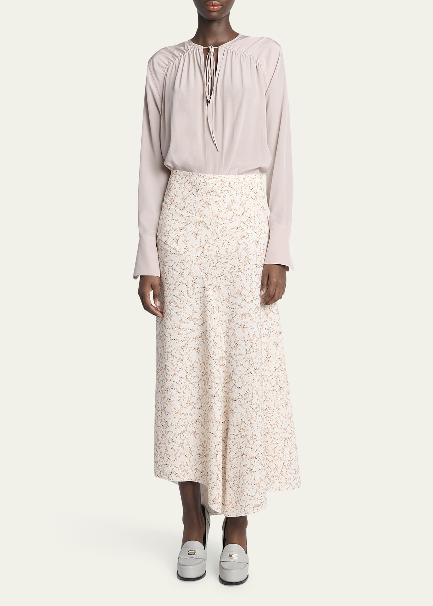 Floral Spiral Seam Asymmetric Skirt - 2
