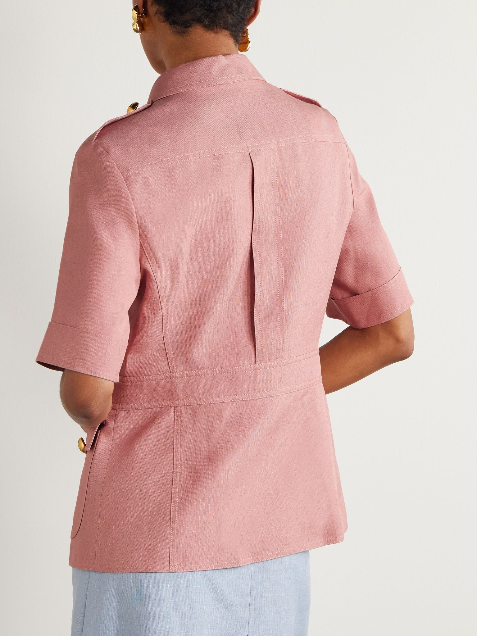 Cashmere and cotton-blend canvas jacket Pink - 3