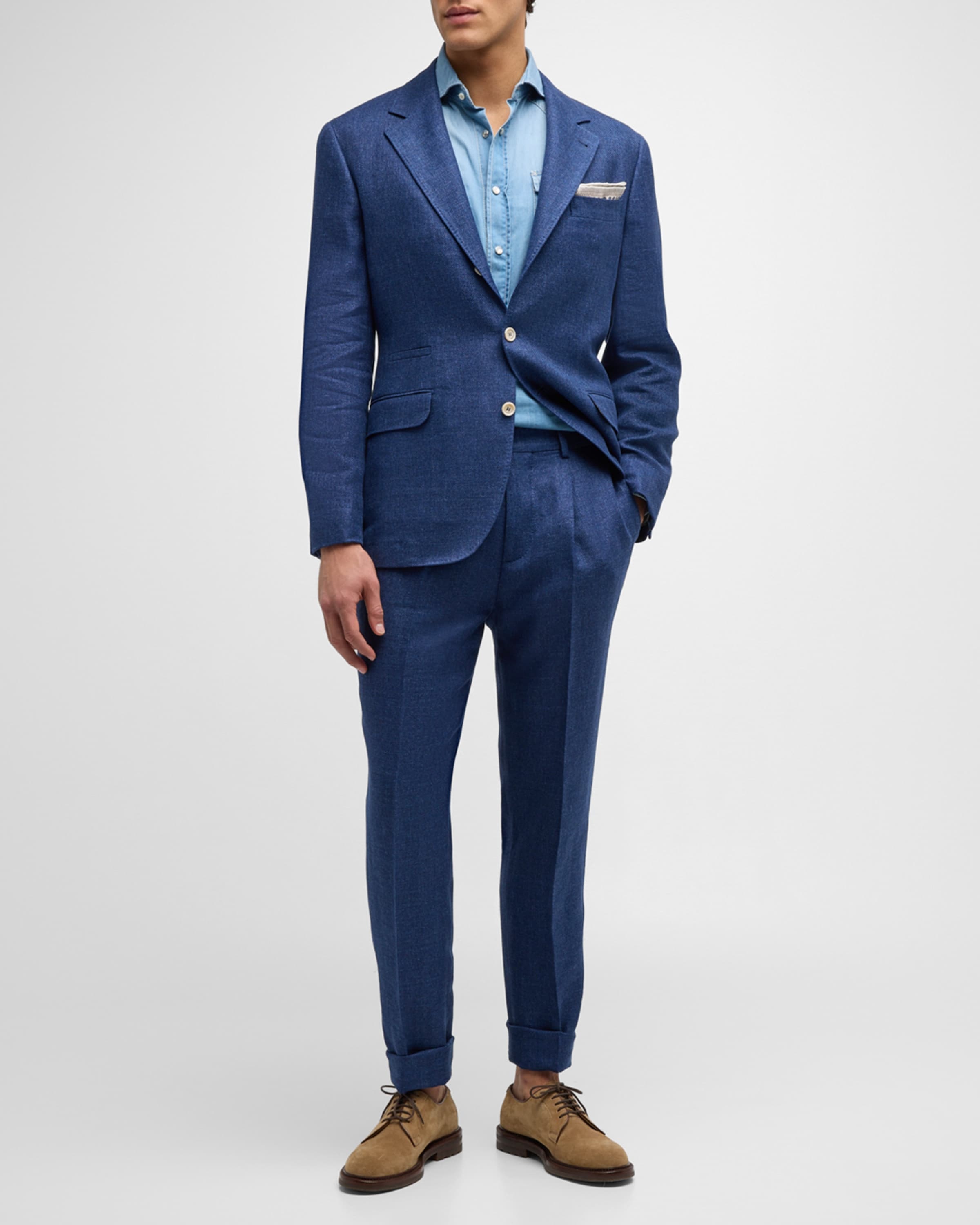 Men's Linen, Wool and Silk Suit - 3