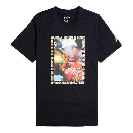 Air Jordan Remastered Photo Tee Classic Printing Round Neck Short Sleeve Black AT8936-010 - 1
