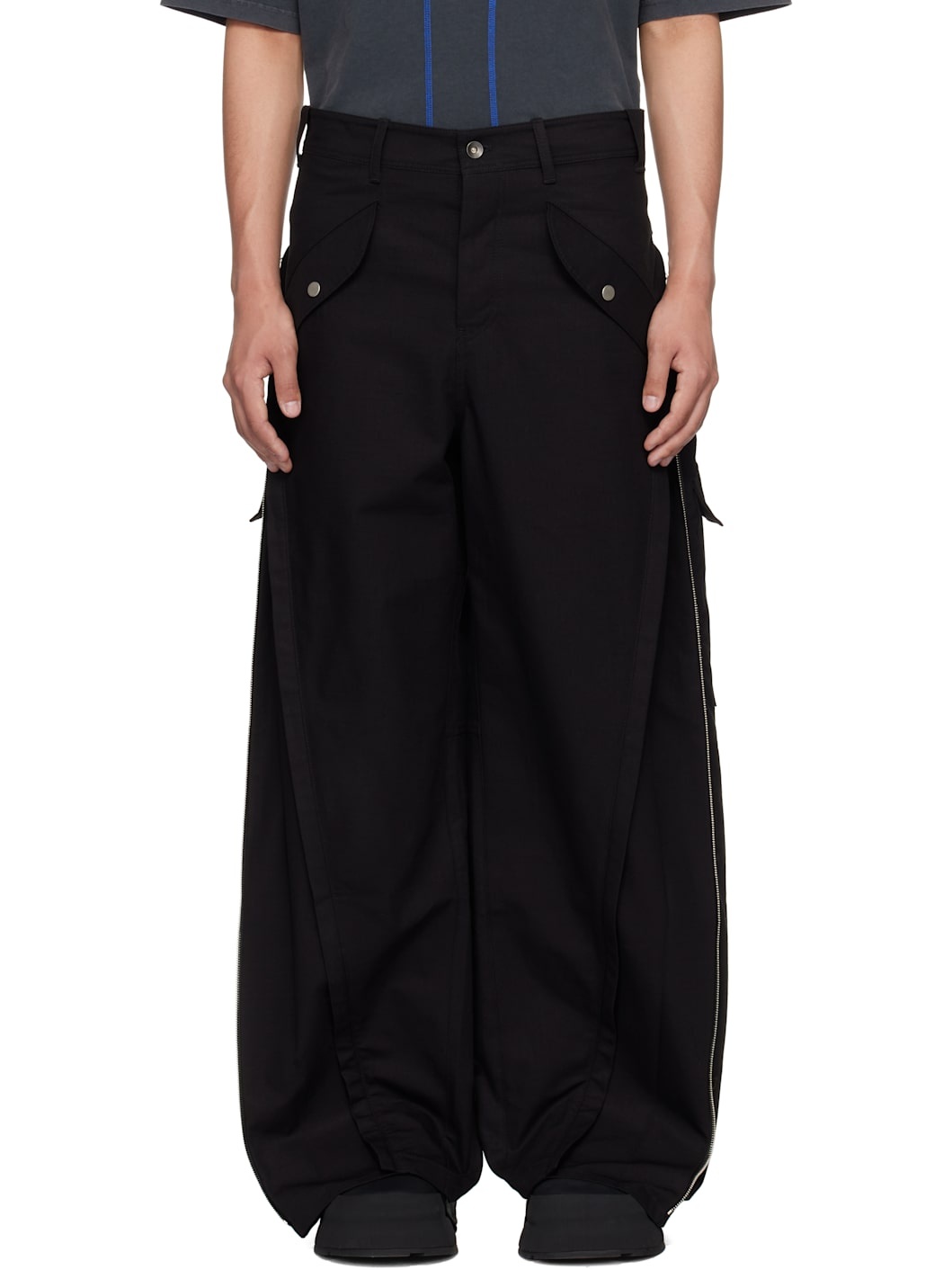 Black 3-Way Zip Cargo Pants - 1