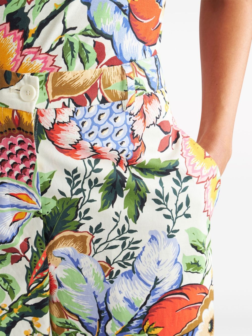 floral-print cotton poplin culottes - 5