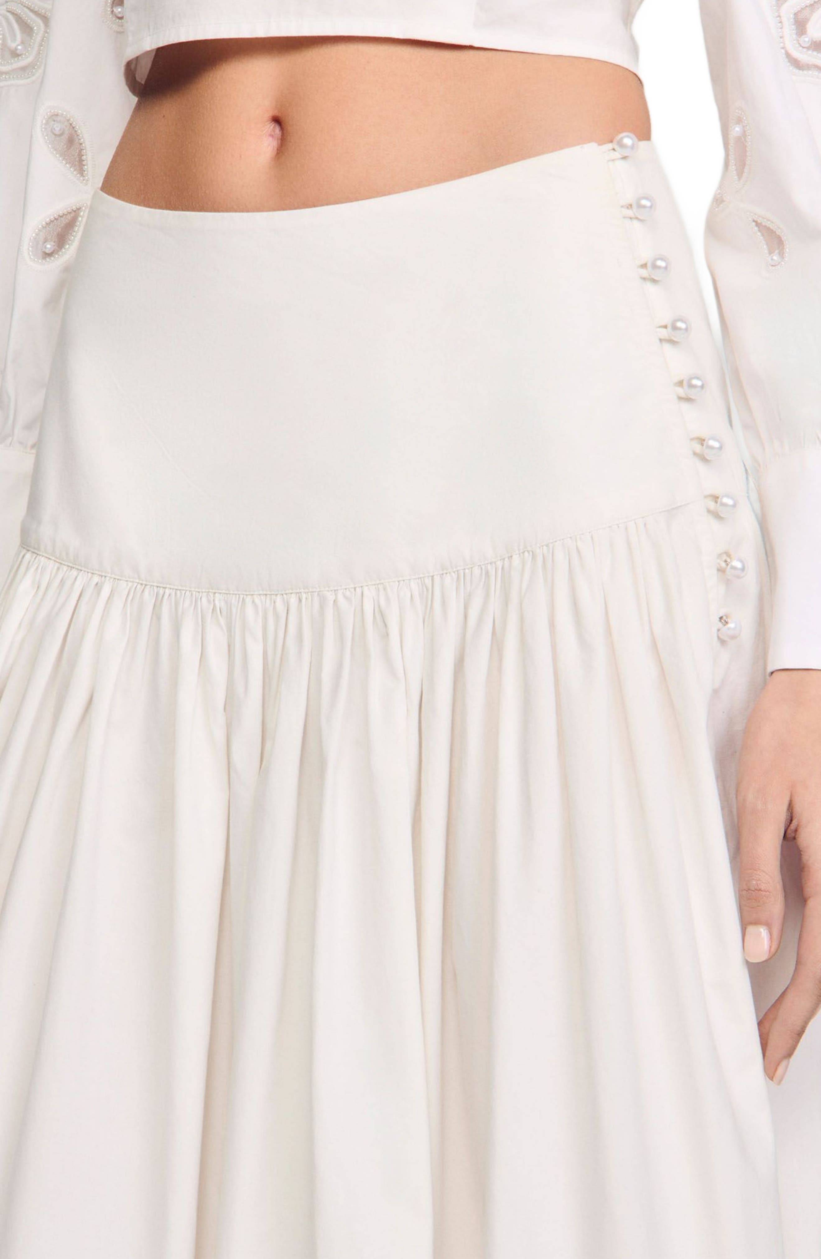 SANDRO Long poplin skirt in Ecru at Nordstrom - 4