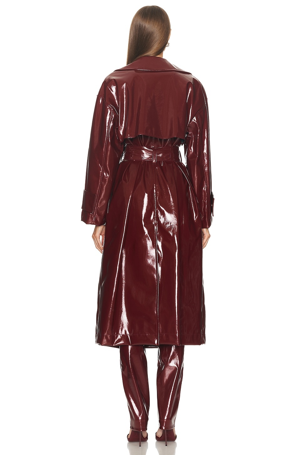 Faux Patent Leather Trench Coat - 4