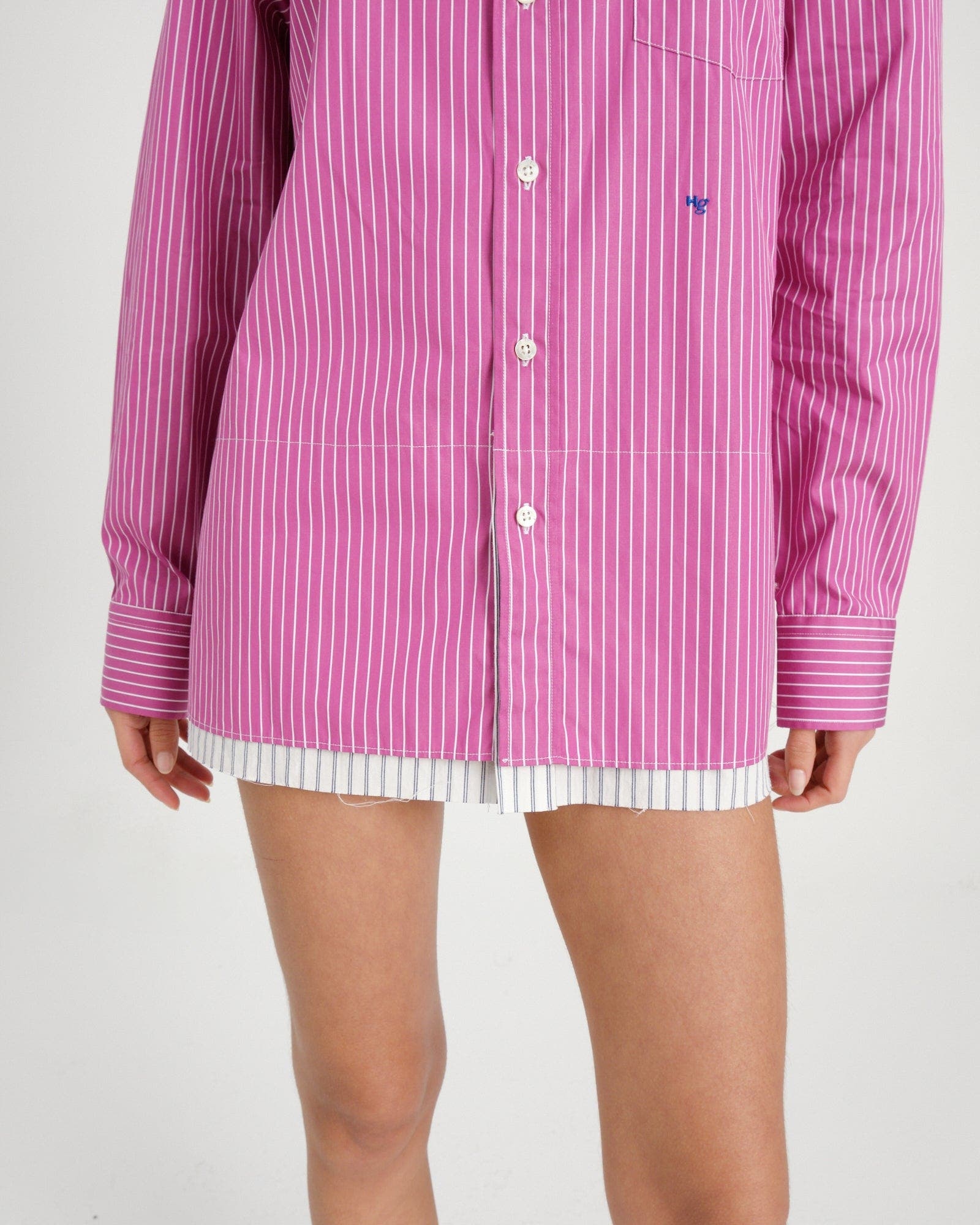 Hommegirls Mini Shirtdress in Raspberry Stripe at Nordstrom - 2
