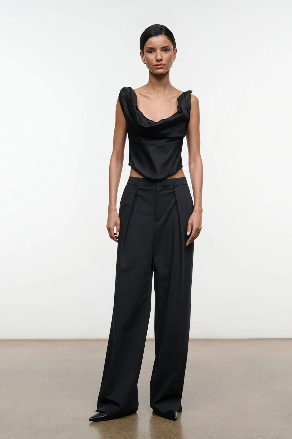 STAUD OLIVIA SILK TOP BLACK - 1