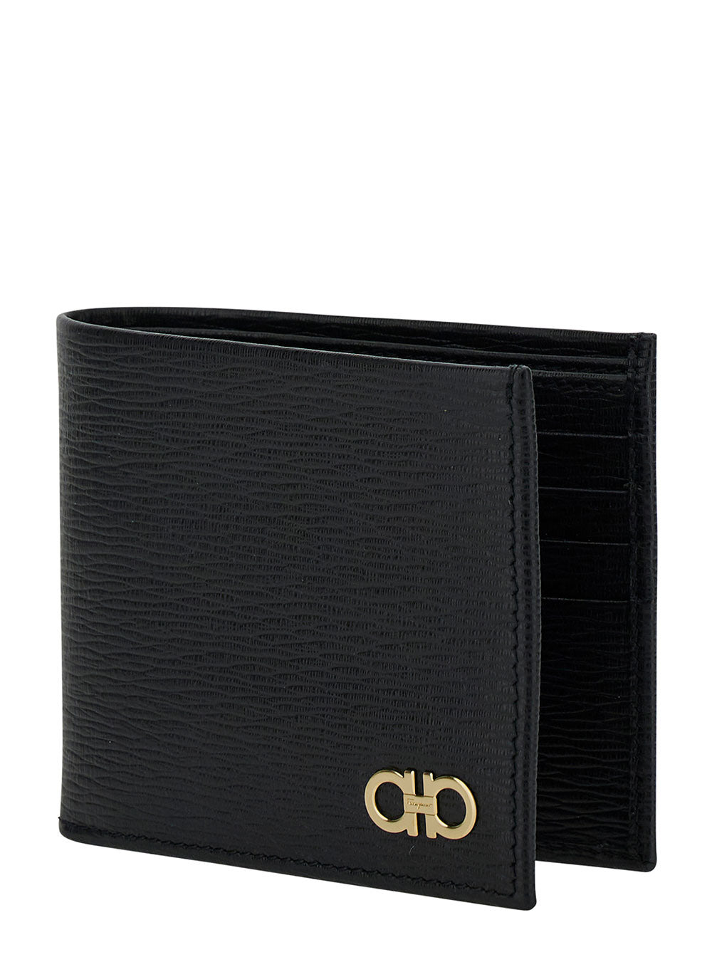 Ferragamo Men Black Gancini Bi-Fold Wallet In Leather Man - 2