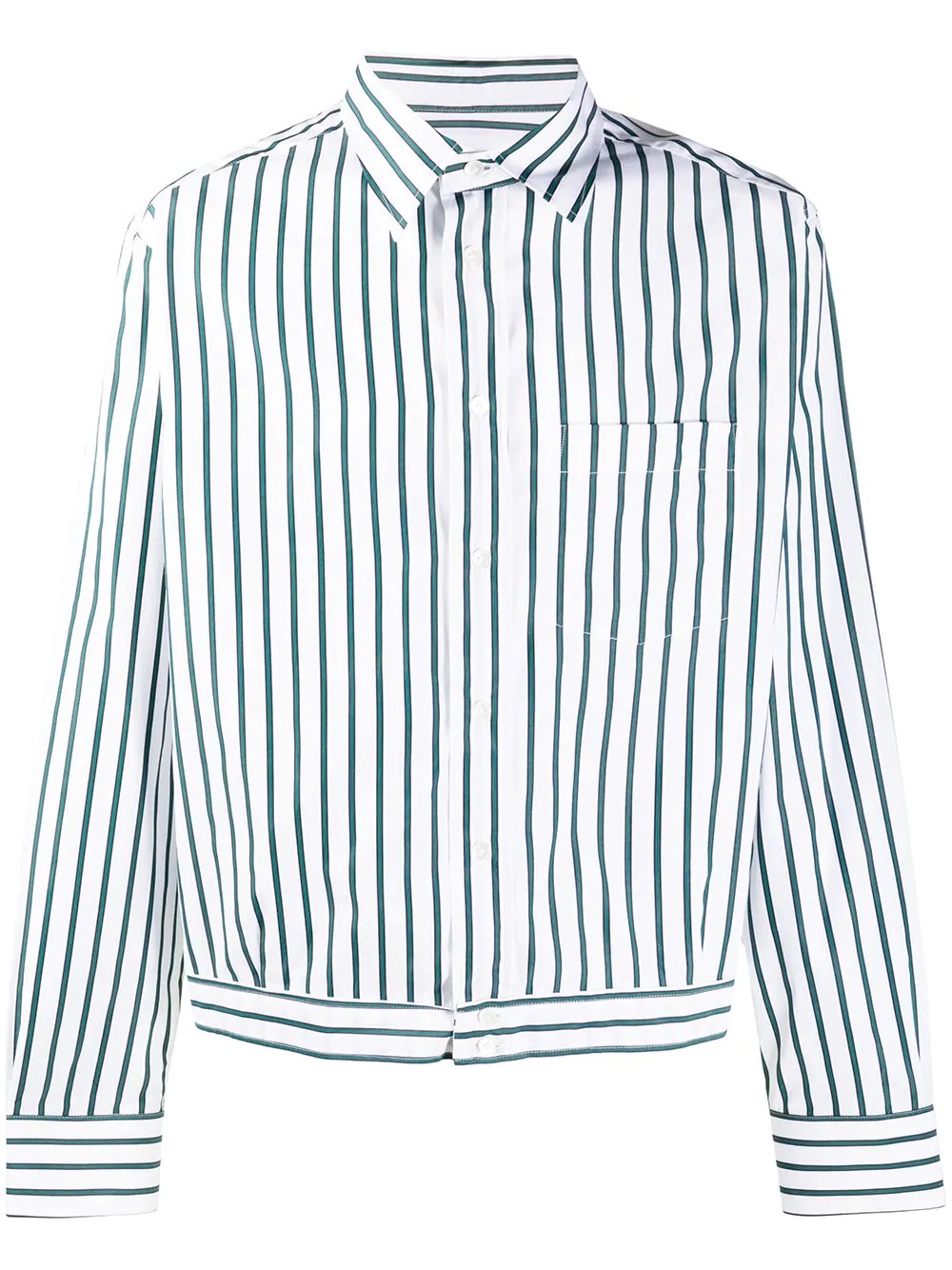 vertical-stripe blouson shirt - 1