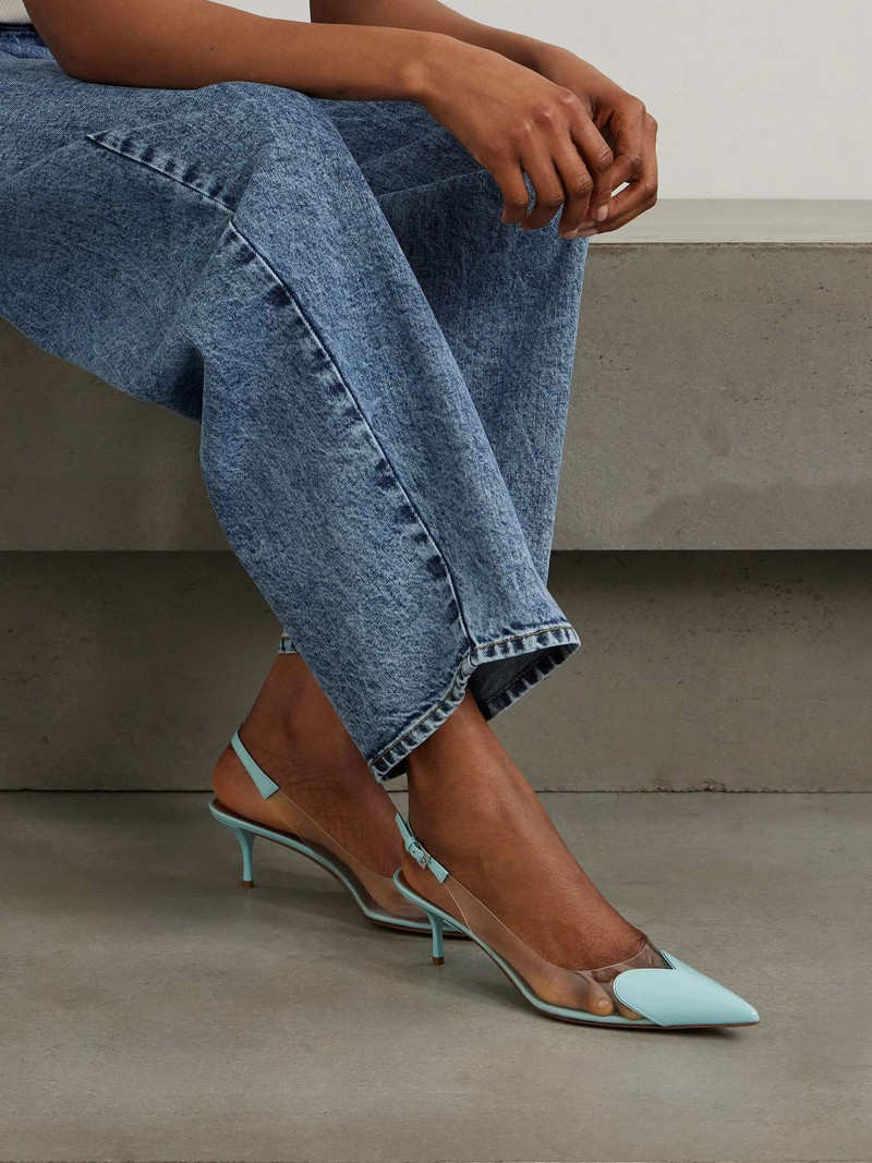 Alaïa Cœur 55 PU and patent-leather slingback pumps outlook