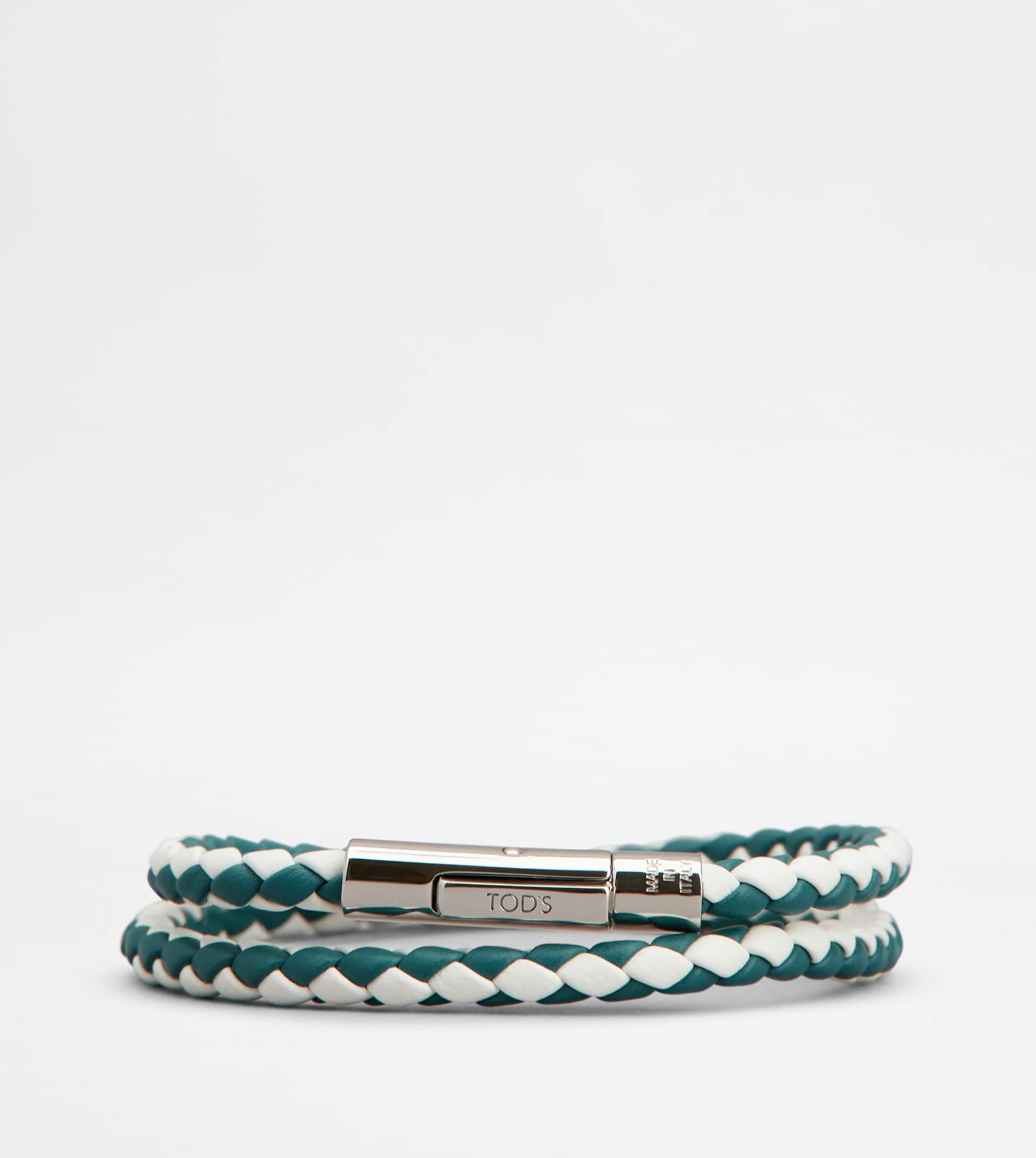 MYCOLORS BRACELET IN LEATHER - WHITE, GREEN - 1