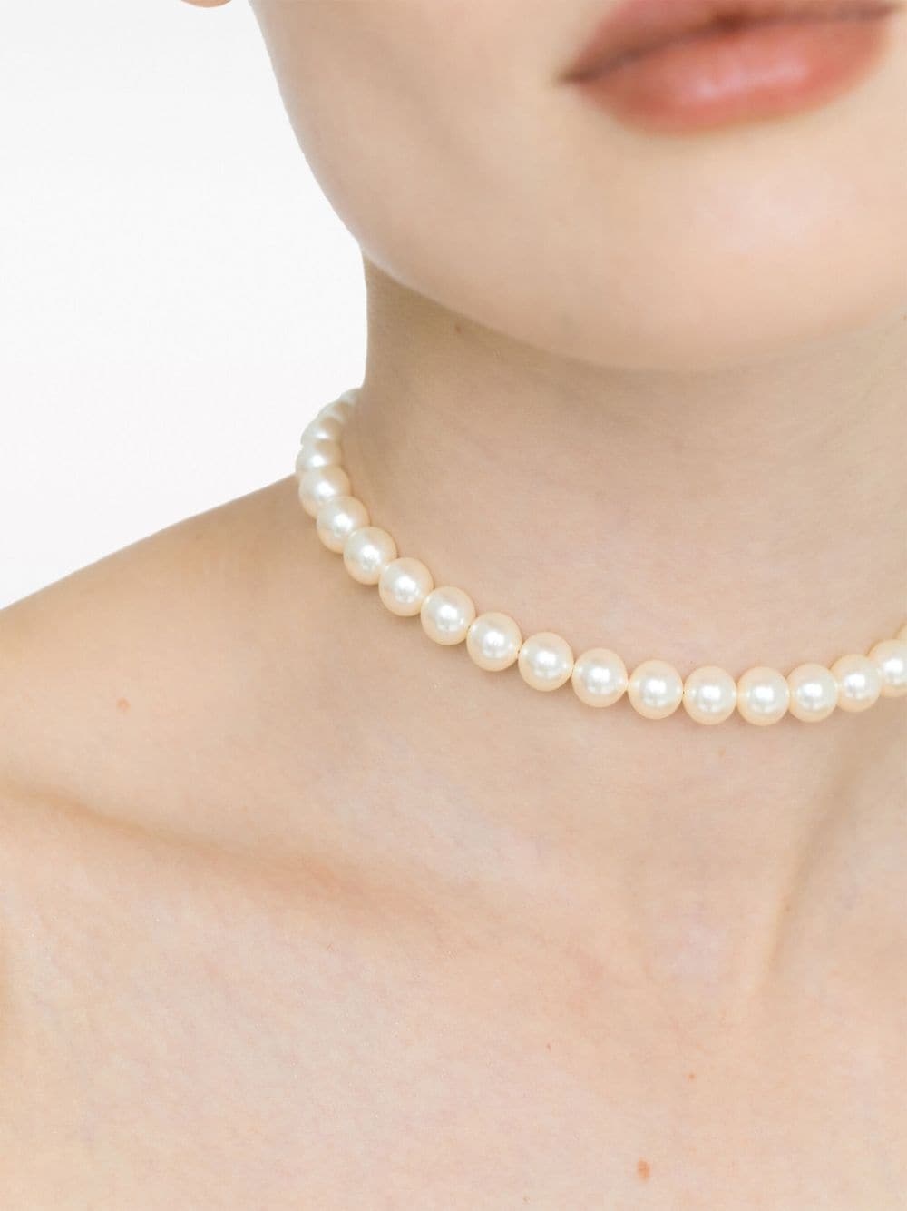 pearl ribbon-tie necklace - 2