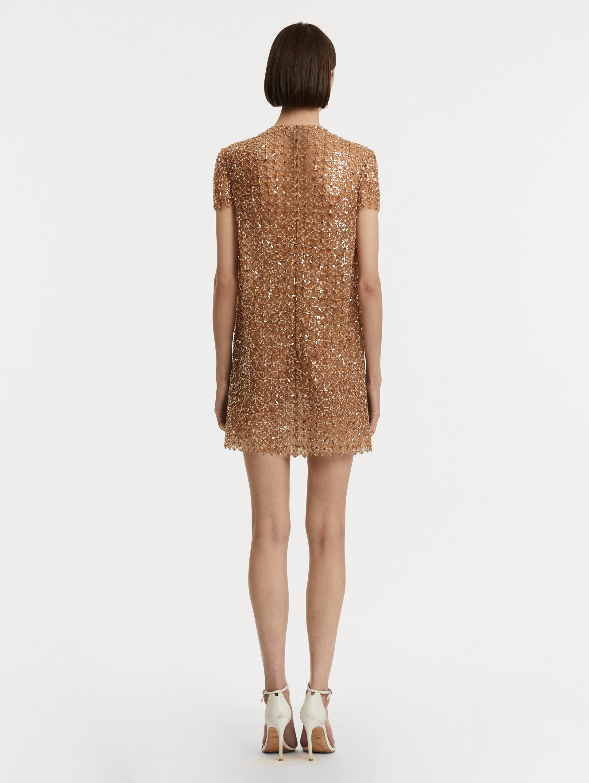 FLORAL GRID EMBROIDERED SHIFT DRESS - 3