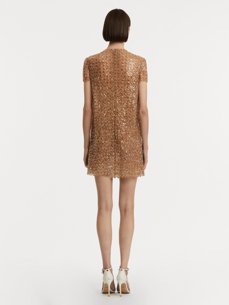 FLORAL GRID EMBROIDERED SHIFT DRESS 3