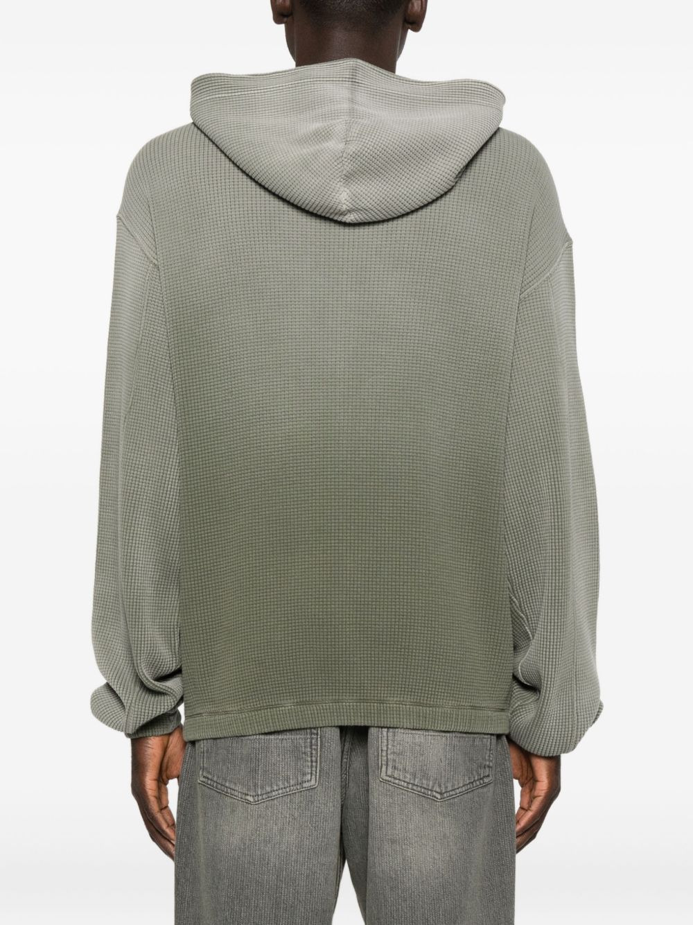waffle-texture zip-up hoodie - 4