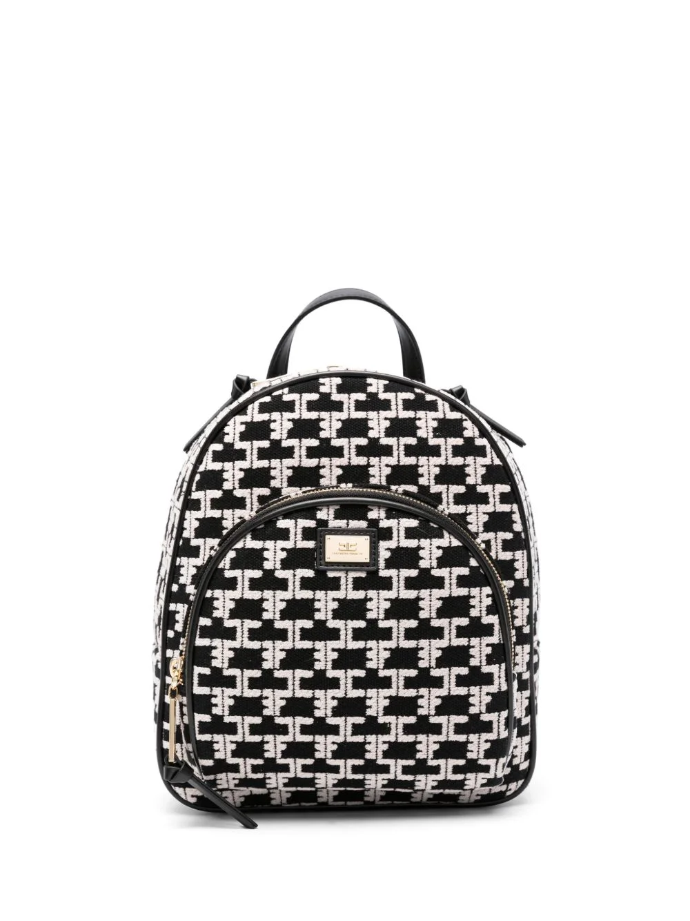 monogram-pattern logo-plaque backpack - 1