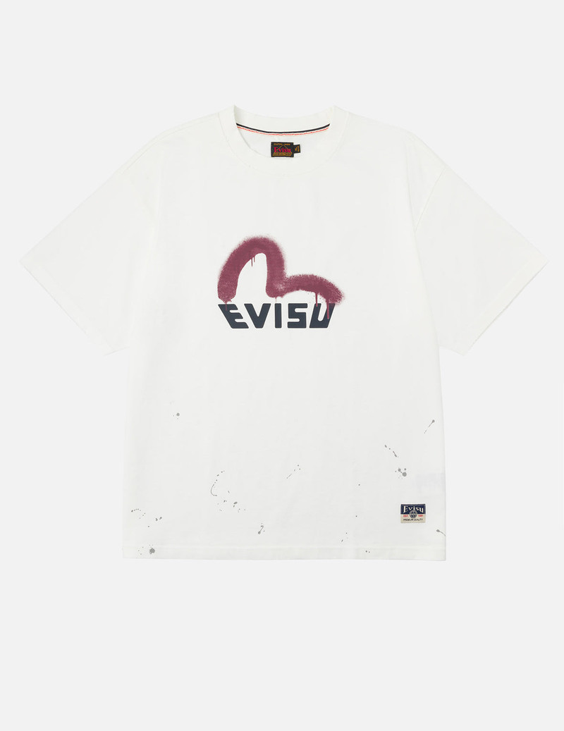 Graffiti-Style Seagull and Logo Print Relax Fit T-Shirt 3