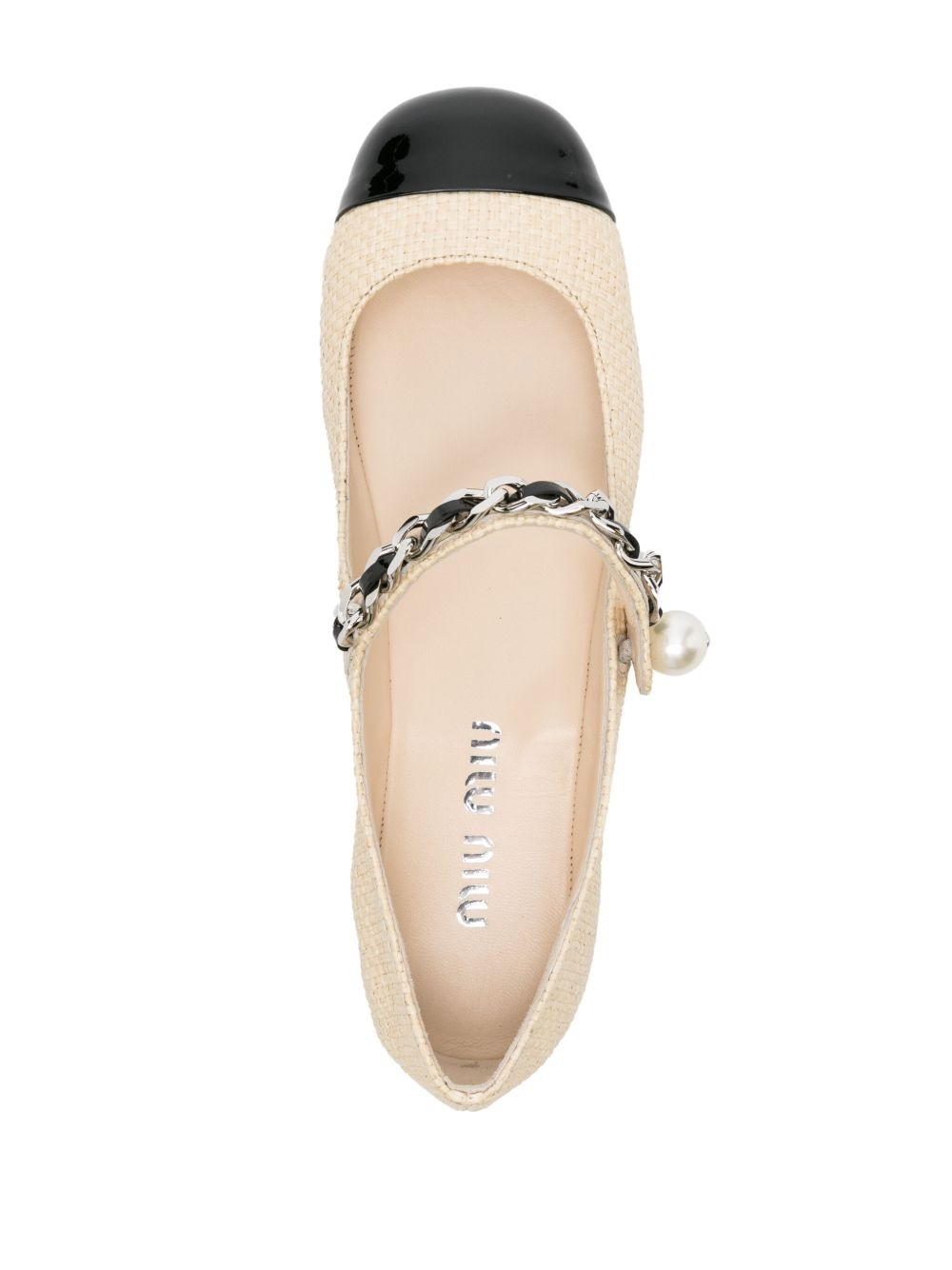 square-toe raffia ballerina shoes - 4