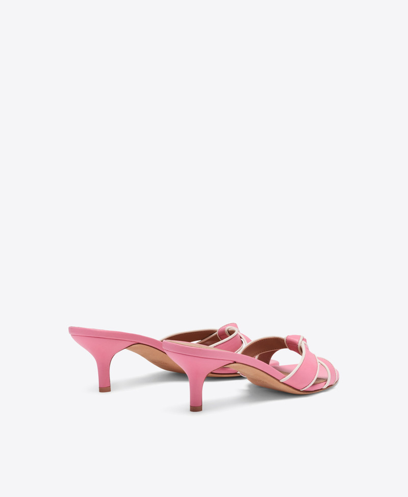 Raquel 45 Pink Knotted Leather Kitten Heel Sandals 3
