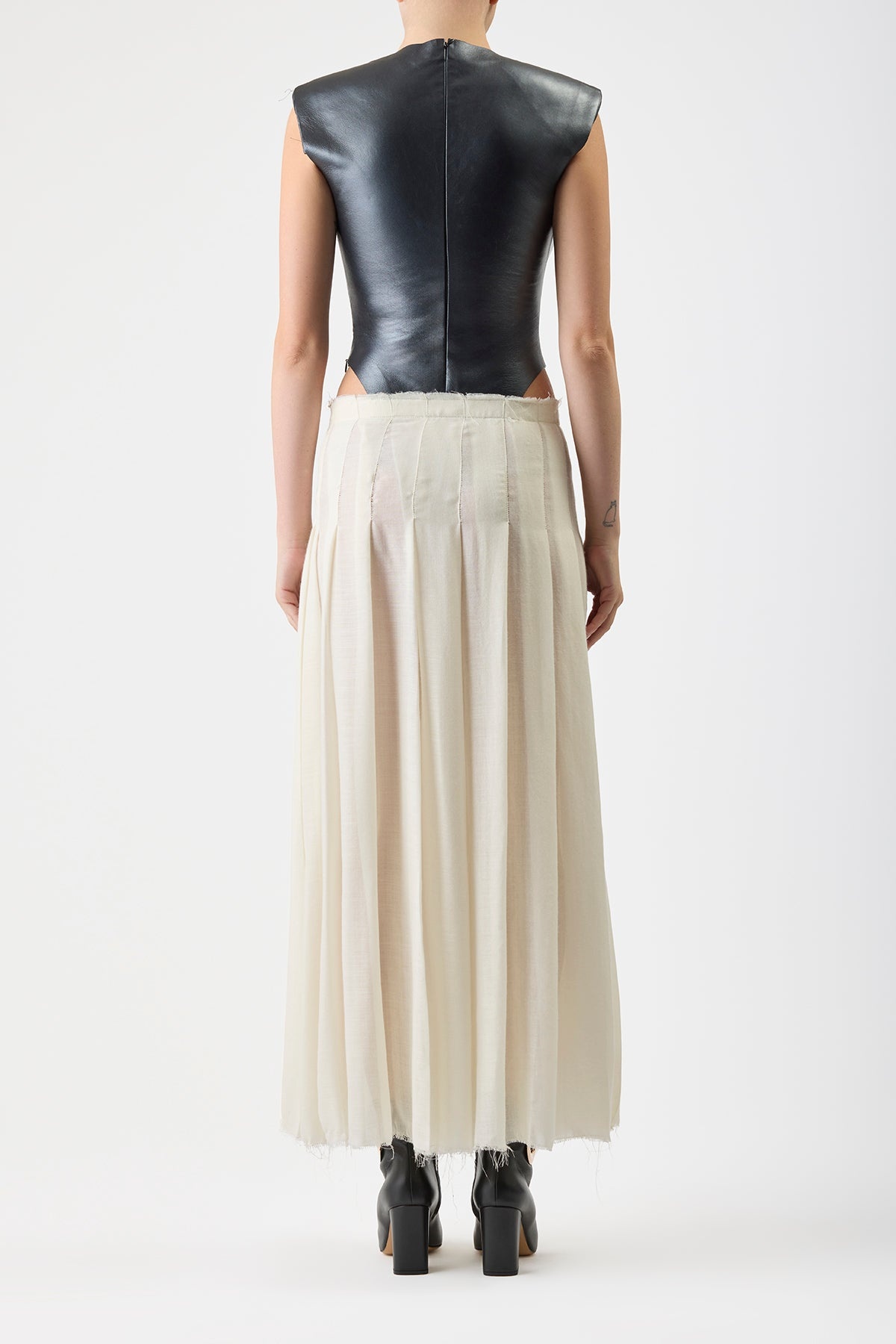 Mina Dress in Wool Cashmere with Leather - 5