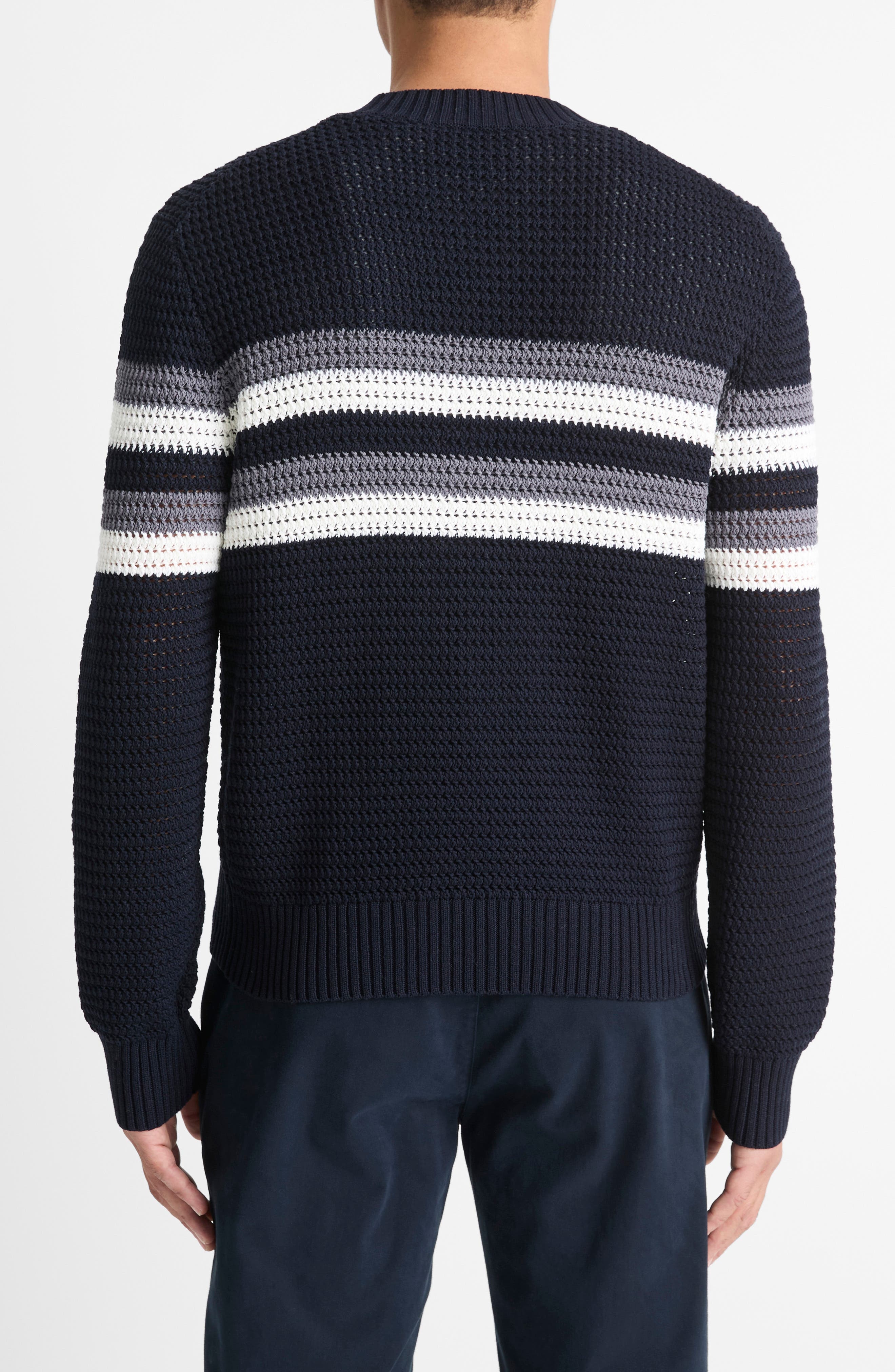 Vince Crafted Textured Chest Stripe Sweater in Coastal Combo at Nordstrom - 2