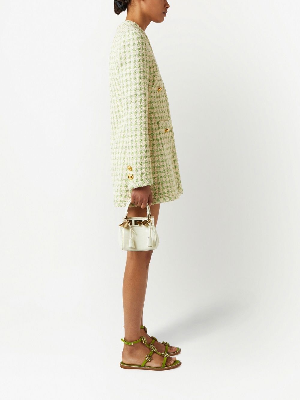 check-print tweed blazer dress - 3