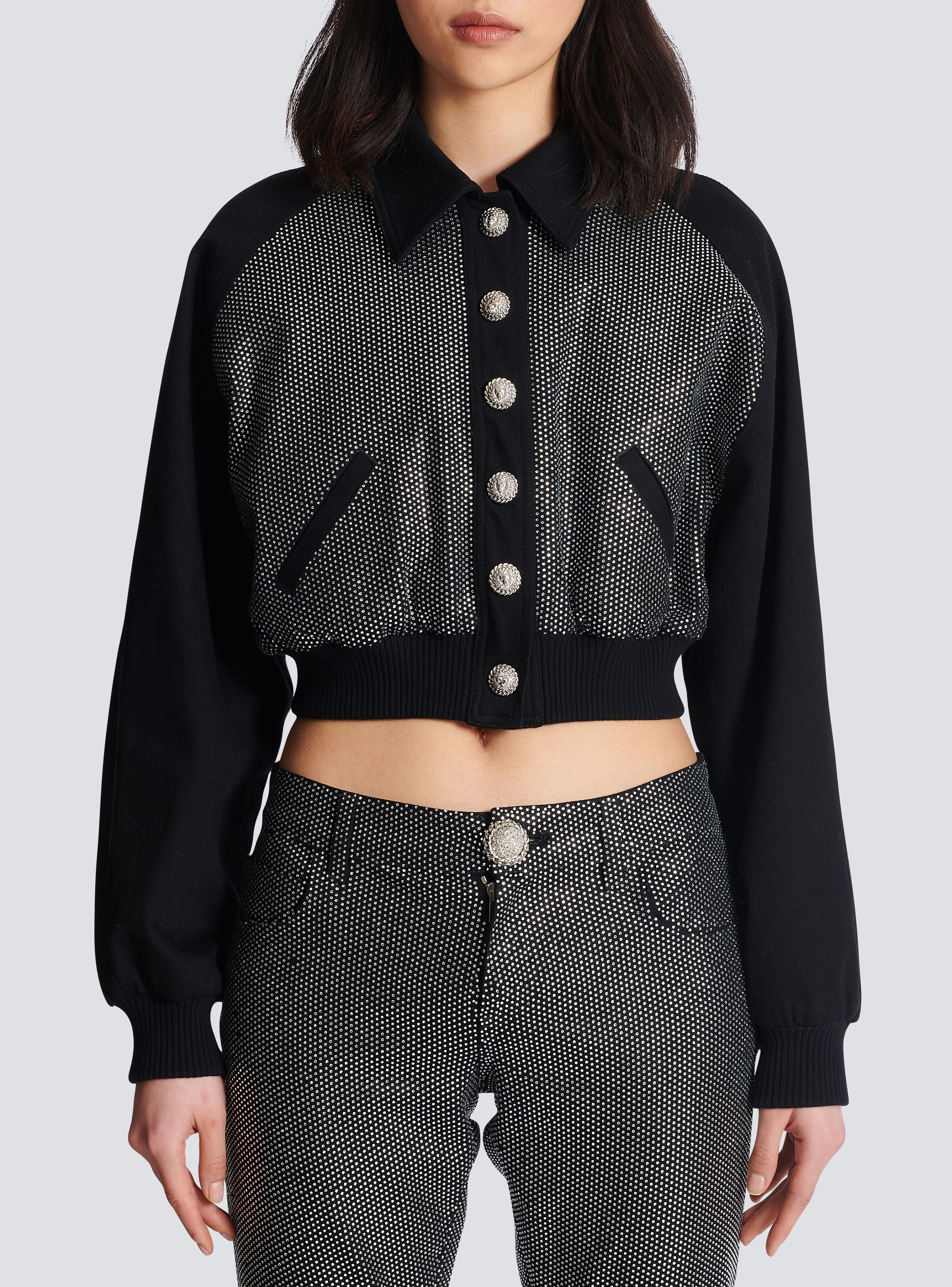 Cropped Balmain jacket with rhinestones - 5